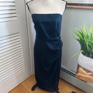 Cushnie x Target Dress 14 Navy Blue Strapless Midi Minimalist Cocktail Coquette